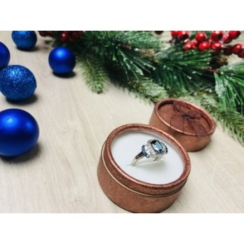 925 Sterling Silver Aquamarines Ring Size 7