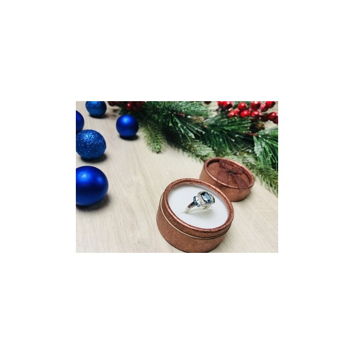 925 Sterling Silver Aquamarines Ring Size 7