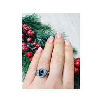 925 Sterling Silver Aquamarines Ring Size 7