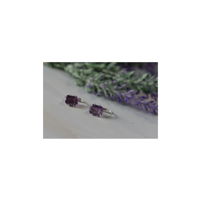925 Sterling Silver Purple Tourmaline Earrings