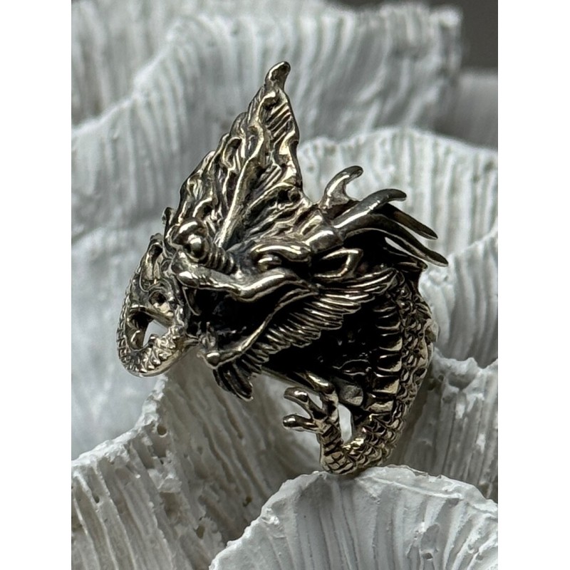 925 STERLING SILVER DRAGON RING SIZE 9