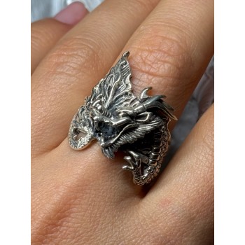 925 STERLING SILVER DRAGON RING SIZE 9