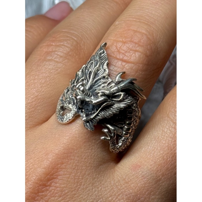 925 STERLING SILVER DRAGON RING SIZE 9