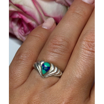 925 Sterling Silver Turquoise Ring Size 5.5