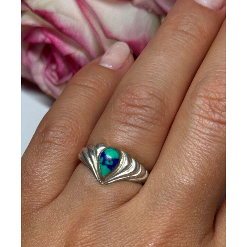 925 Sterling Silver Turquoise Ring Size 5.5