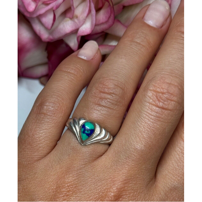 925 Sterling Silver Turquoise Ring Size 5.5