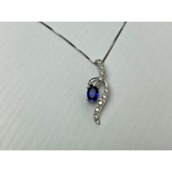 925 STERLING SILVER LONDON BLUE & WHITE TOPAZ CHAIN WITH PENDANT