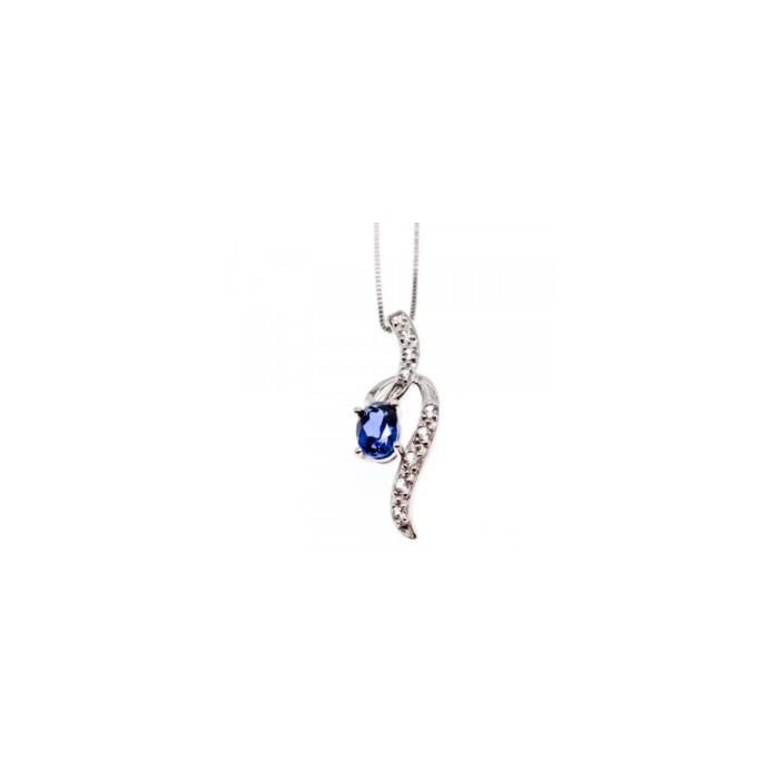 925 STERLING SILVER LONDON BLUE & WHITE TOPAZ CHAIN WITH PENDANT