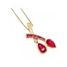 925 STERLING SILVER GOLD PLATED RUBELLITE & CZ CHAIN WITH PENDANT