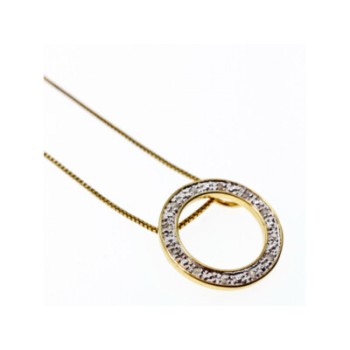 925 Sterling Silver Gold Plated White Sapphire Necklace Italy