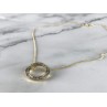 925 Sterling Silver Gold Plated White Sapphire Necklace Italy