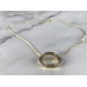 925 Sterling Silver Gold Plated White Sapphire Necklace Italy