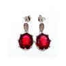 925 Sterling Silver Rubellite & CZ Earrings