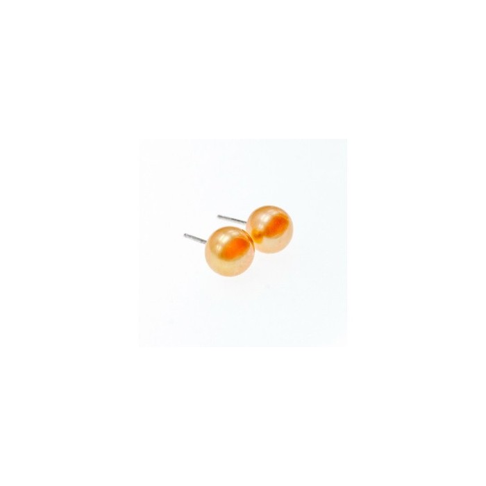 925 Sterling Silver Orange Pearls Stud Earrings