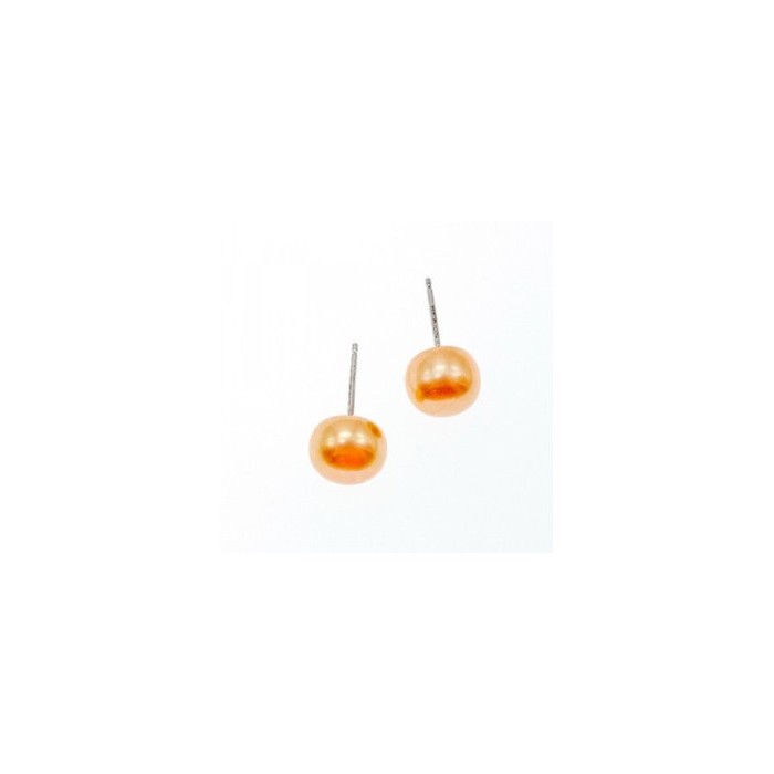 925 Sterling Silver Orange Pearls Stud Earrings