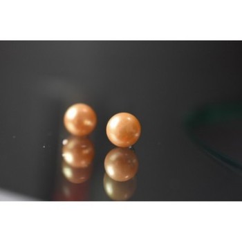 925 Sterling Silver Orange Pearls Stud Earrings