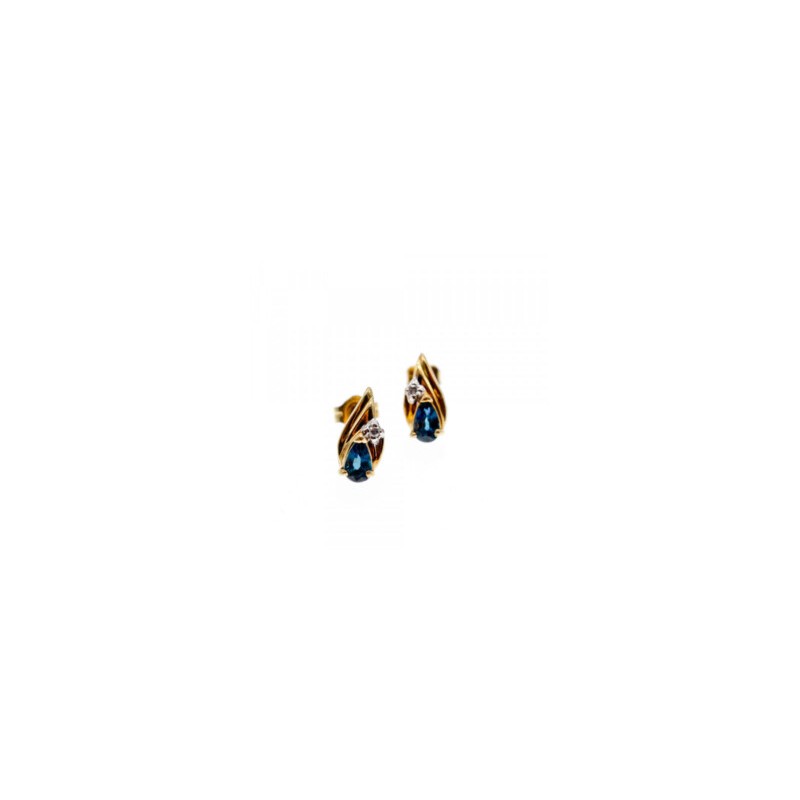 14K YELLOW GOLD SAPPHIRE & DIAMONDS EARRINGS