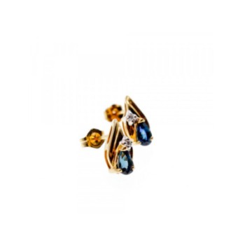 14K YELLOW GOLD SAPPHIRE & DIAMONDS EARRINGS