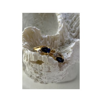 14K YELLOW GOLD SAPPHIRE & DIAMONDS EARRINGS