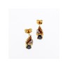 14K YELLOW GOLD SAPPHIRE & DIAMONDS EARRINGS