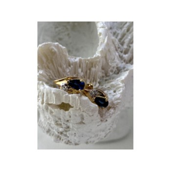 14K YELLOW GOLD SAPPHIRE & DIAMONDS EARRINGS