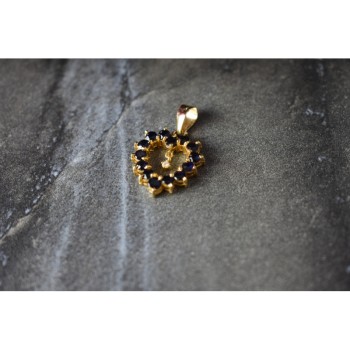 14K YELLOW GOLD SAPPHIRES & DIAMOND PENDANT