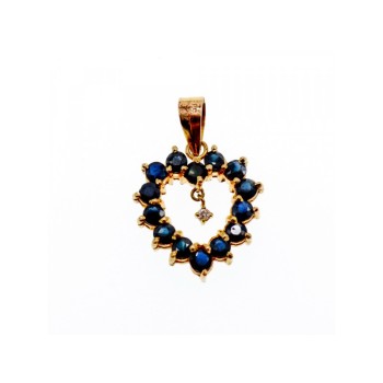 14K YELLOW GOLD SAPPHIRES & DIAMOND PENDANT
