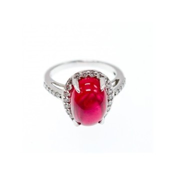 925 Sterling Silver Pink Spinel & CZ Ring Size 6.5