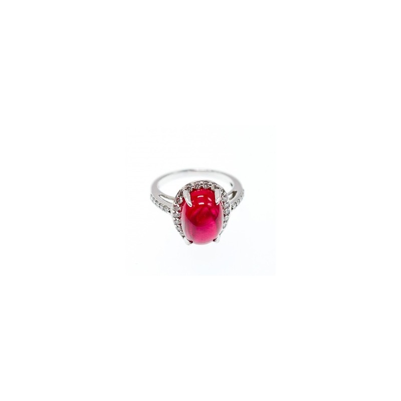 925 Sterling Silver Pink Spinel & CZ Ring Size 6.5