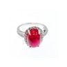 925 Sterling Silver Pink Spinel & CZ Ring Size 6.5