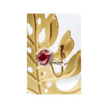 925 Sterling Silver Pink Spinel & CZ Ring Size 6.5