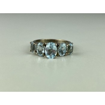 925 Sterling Silver Blue Spinel Ring Size 6.5