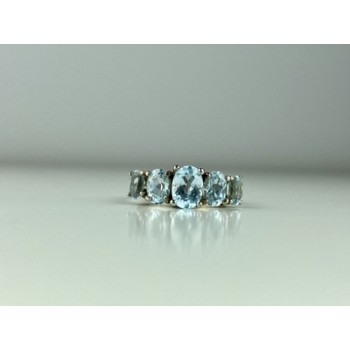 925 Sterling Silver Blue Spinel Ring Size 6.5