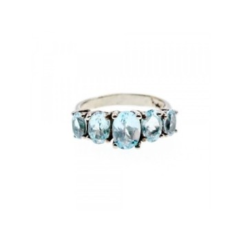 925 Sterling Silver Blue Spinel Ring Size 6.5