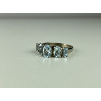 925 Sterling Silver Blue Spinel Ring Size 6.5