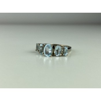 925 Sterling Silver Blue Spinel Ring Size 6.5