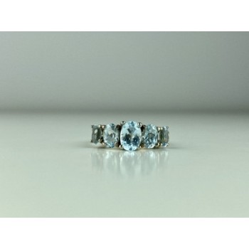 925 Sterling Silver Blue Spinel Ring Size 6.5