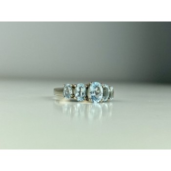 925 Sterling Silver Blue Spinel Ring Size 6.5