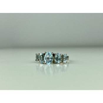 925 Sterling Silver Blue Spinel Ring Size 6.5