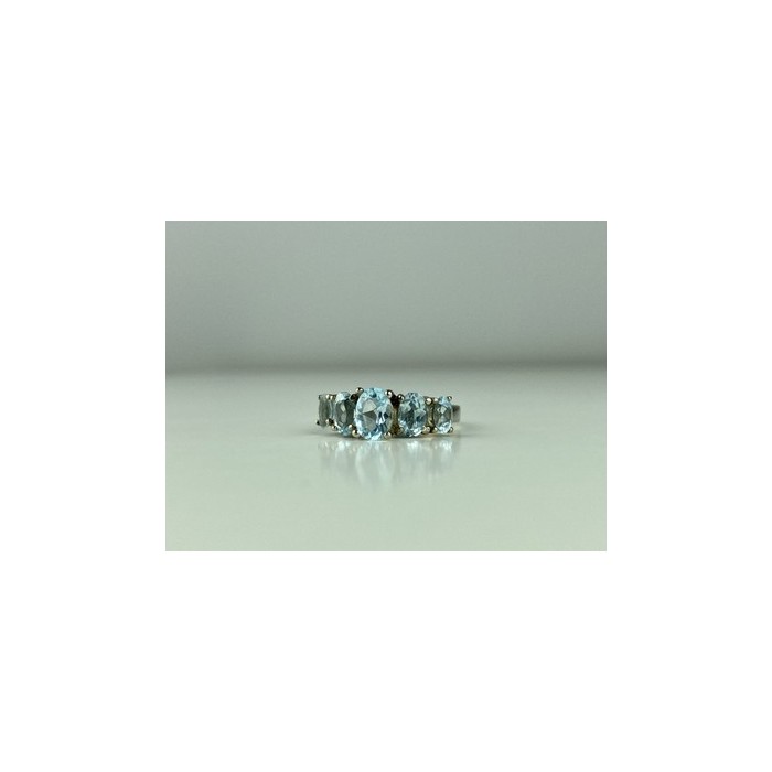 925 Sterling Silver Blue Spinel Ring Size 6.5