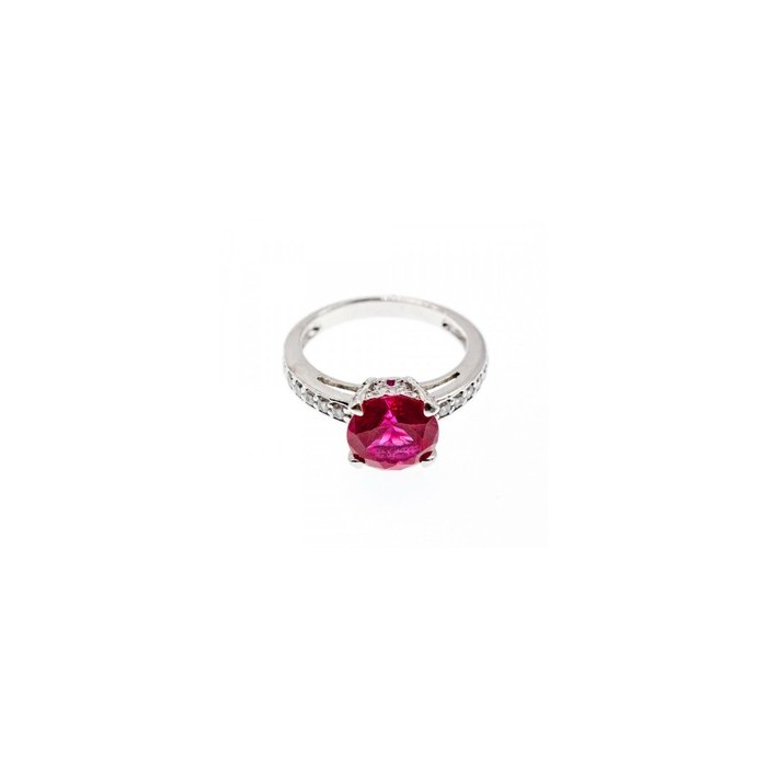 925 Sterling Silver Pink Topaz & CZ Ring Size 7