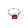 925 Sterling Silver Pink Topaz & CZ Ring Size 7
