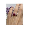 925 Sterling Silver Pink Topaz & CZ Ring Size 7