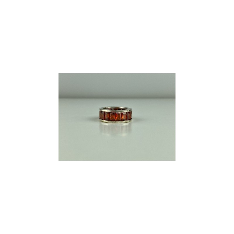 925 Sterling Silver Orange CZ Ring Size 8