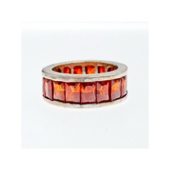 925 Sterling Silver Orange CZ Ring Size 8