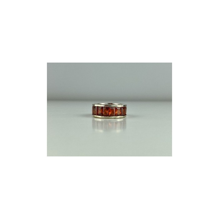 925 Sterling Silver Orange CZ Ring Size 8