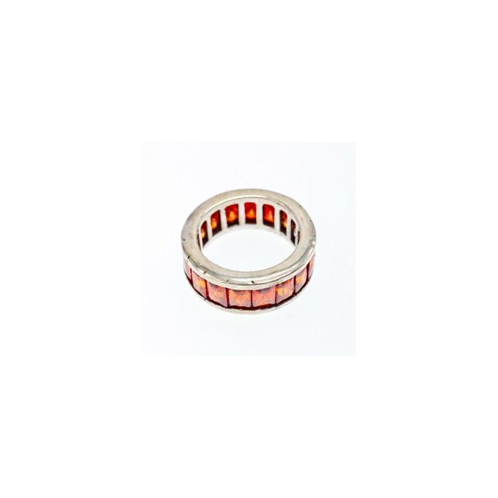 925 Sterling Silver Orange CZ Ring Size 8