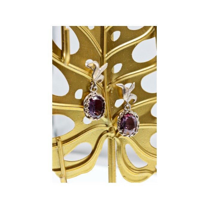 Vintage 925 Sterling Silver Spinel Earrings
