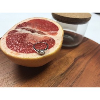 925 Sterling Silver Pearl & CZ Ring Size 5.5