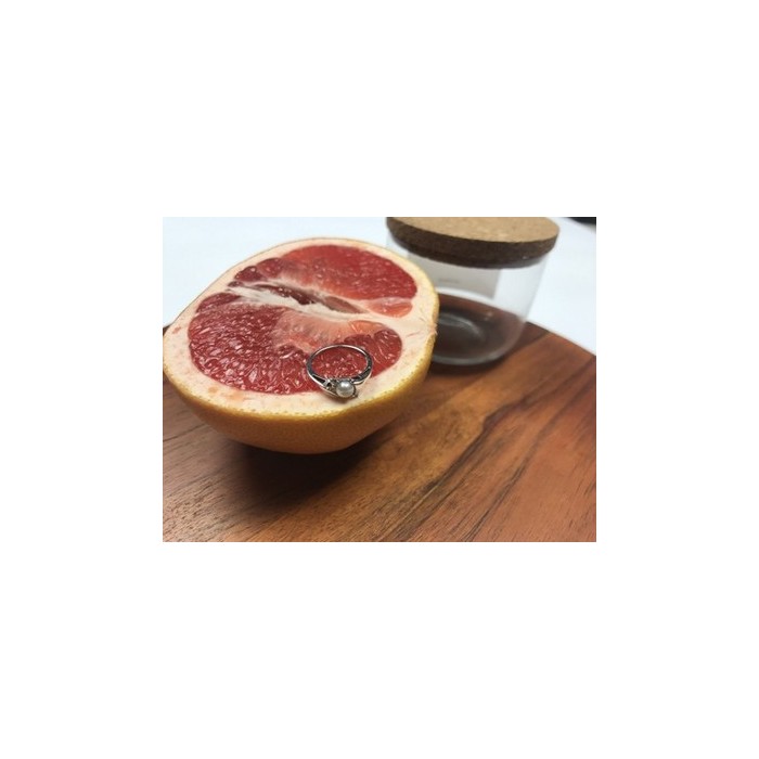 925 Sterling Silver Pearl & CZ Ring Size 5.5